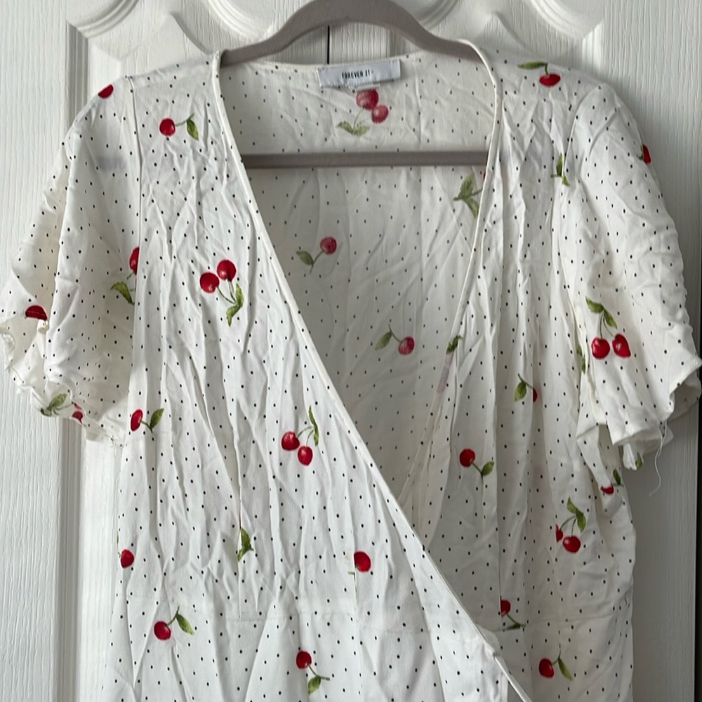 Forever 21 cute cherry patterned wrap dress